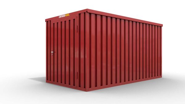 Lagercontainer mit Drehflügeltür mittig in Stirnseite, H2196 x B2985 x T2350 mm, feuerrot, zerlegt Lagercontainer mit Drehflügeltür mittig in Stirnseite, H2196 x B2985 x T2350 mm, feuerrot, zerlegt