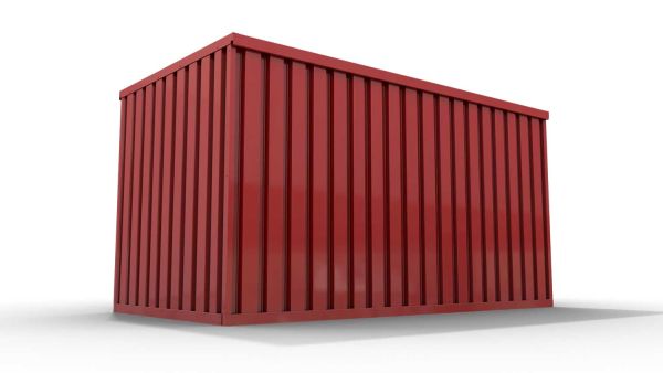 Lagercontainer mit Drehflügeltür mittig in Stirnseite, H2196 x B2985 x T2350 mm, feuerrot, zerlegt Lagercontainer mit Drehflügeltür mittig in Stirnseite, H2196 x B2985 x T2350 mm, feuerrot, zerlegt
