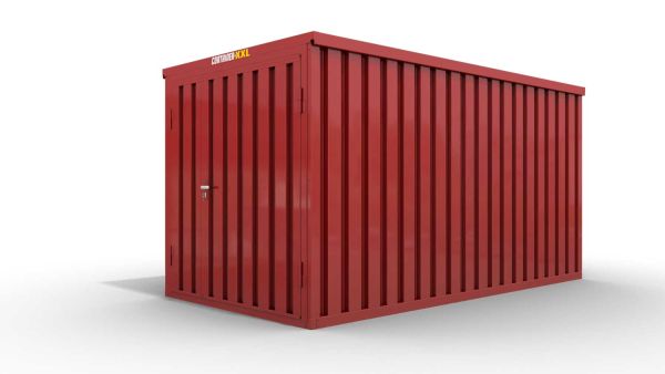 Lagercontainer mit Doppel-Drehflügeltür mittig in Stirnseite, H2196 x B2985 x T2350 mm, feuerrot, zerlegt Lagercontainer mit Doppel-Drehflügeltür mittig in Stirnseite, H2196 x B2985 x T2350 mm, feuerrot, zerlegt