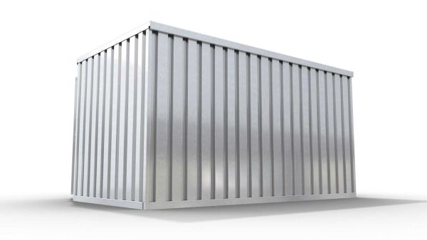 Lagercontainer mit Drehflügeltür mittig in Breitseite, H2216 x B4020 x T2350 mm, verzinkt, zerlegt