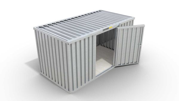 Lagercontainer mit Drehflügeltür mittig in Breitseite, H2216 x B6090 x T2350 mm, verzinkt, zerlegt