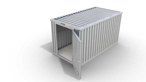 Lagercontainer mit Drehflügeltür mittig in Stirnseite, H2216 x B4020 x T2350 mm, verzinkt, zerlegt
