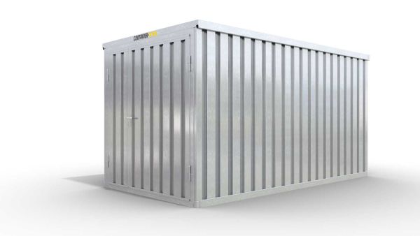 Lagercontainer mit Doppel-Drehflügeltür mittig in Stirnseite, H2216 x B6090 x T2350 mm, verzinkt, zerlegt