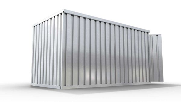 Lagercontainer mit Doppel-Drehflügeltür mittig in Stirnseite, H2216 x B6090 x T2350 mm, verzinkt, zerlegt