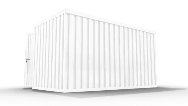 Isolierter Lagercontainer – 6 qm, 2465 x 3050 x 2170 mm, verzinkt, mit isoliertem Boden, 1840 mm Doppelflügeltür mittig in Breitseite und 1180 mm Einflügeltür mittig in Stirnseite, montiert