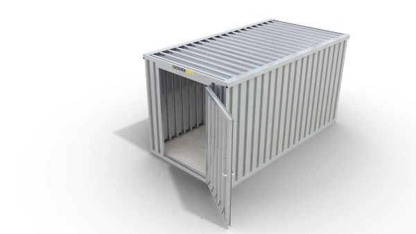 Lagercontainer mit Drehflügeltür mittig in Stirnseite, H2216 x B5055 x T2350 mm, verzinkt, zerlegt