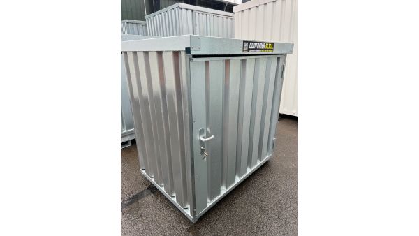 Magazincontainer – 1 qm, H1470 x B1420 x T1080 mm, mit Holzfußboden, Einflügeltür Magazincontainer – 1 qm, H1470 x B1420 x T1080 mm, mit Holzfußboden, Einflügeltür