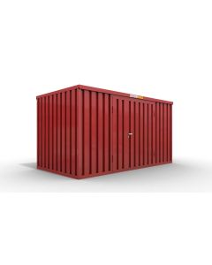 Lagercontainer mit Doppel-Drehflügeltür mittig in Stirnseite, H2216 x B6090 x T2350 mm, feuerrot, zerlegt